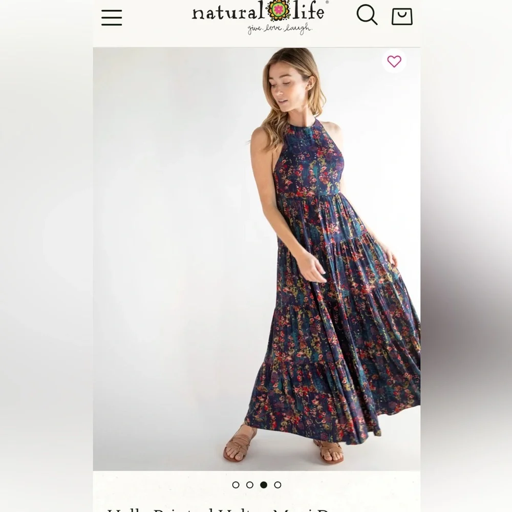 NATURAL LIFE Navy Floral Halter Maxi Dress - Picture 1 of 5